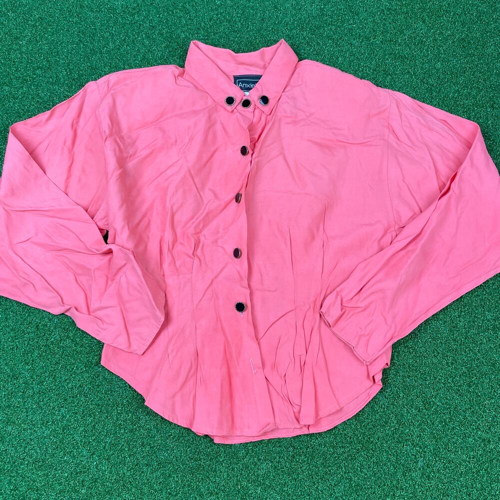 Vintage Anxiety Pink Long Sleeve Button Up Shirt Sz M